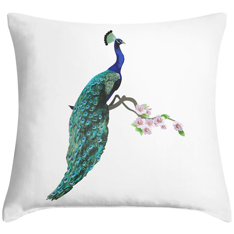 Image 1 Peacock Left Facing 18" Square Throw Pillow
