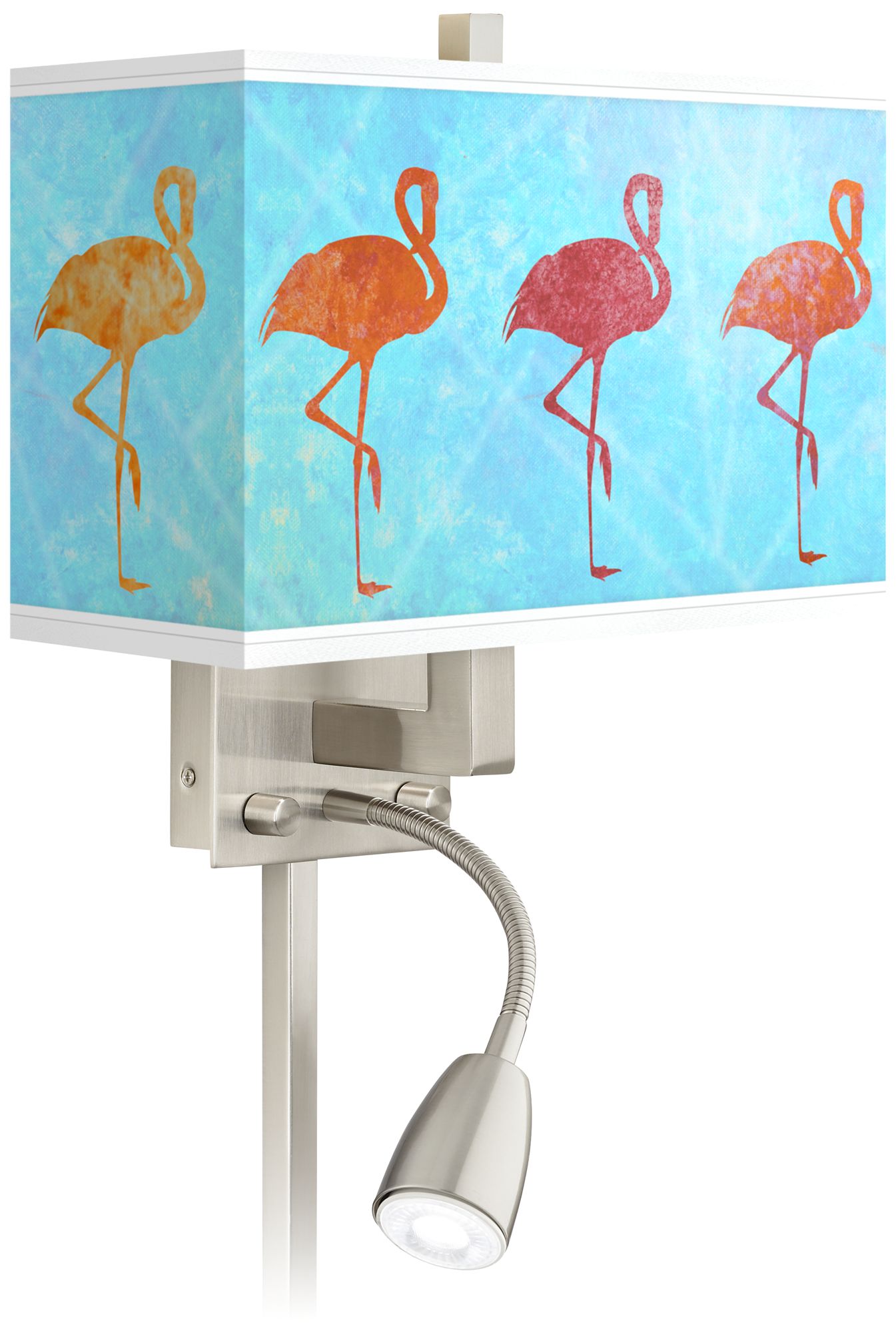 Flamingo Shade Giclee Glow LED Reading Light Plug-In Sconce