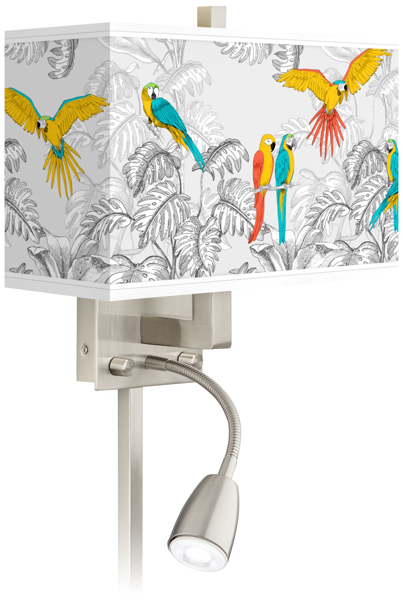 Macaw Jungle Giclee Glow LED Reading Light Plug-In Sconce