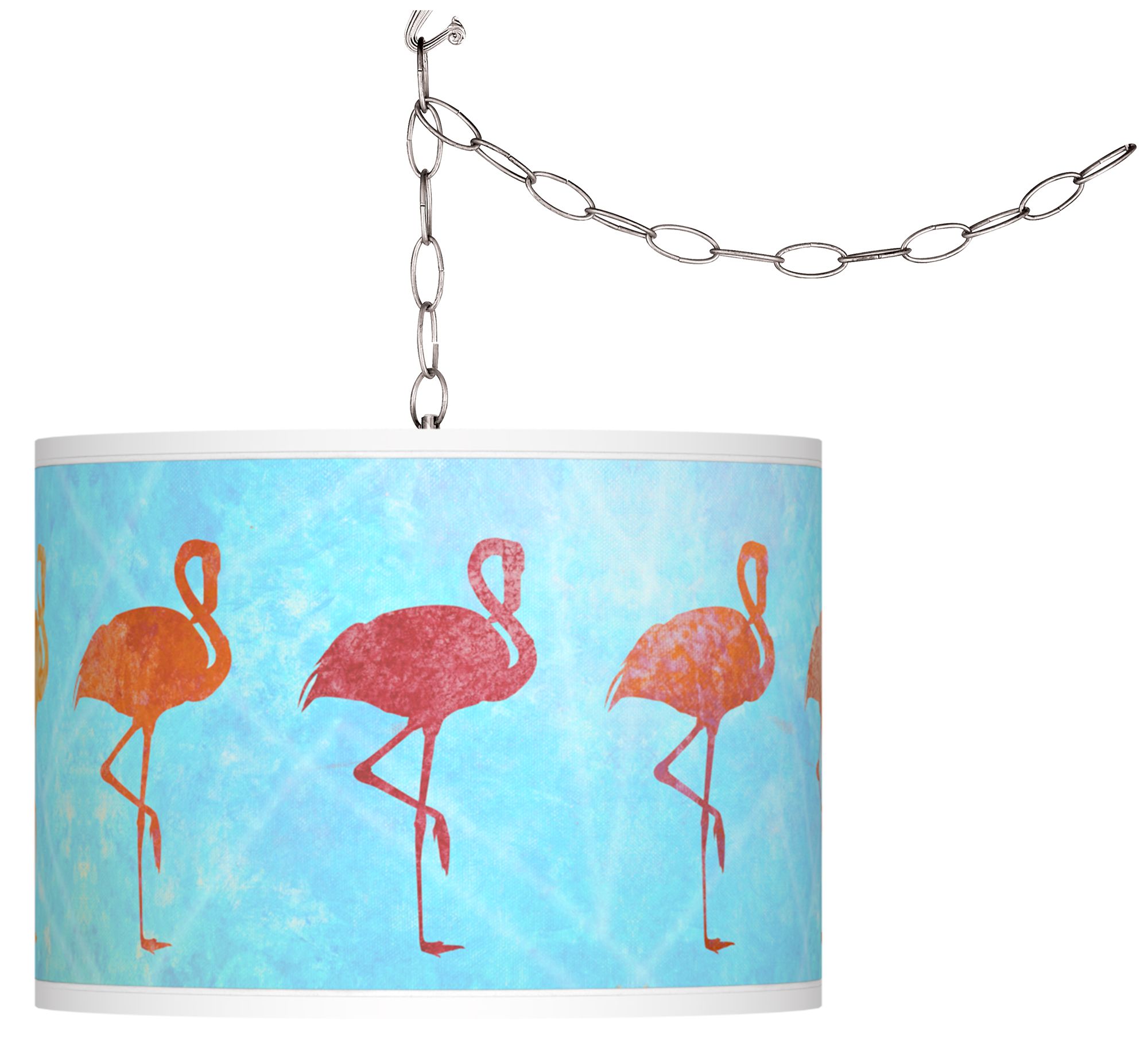 Flamingo Shade Giclee Glow Plug-In Swag Pendant