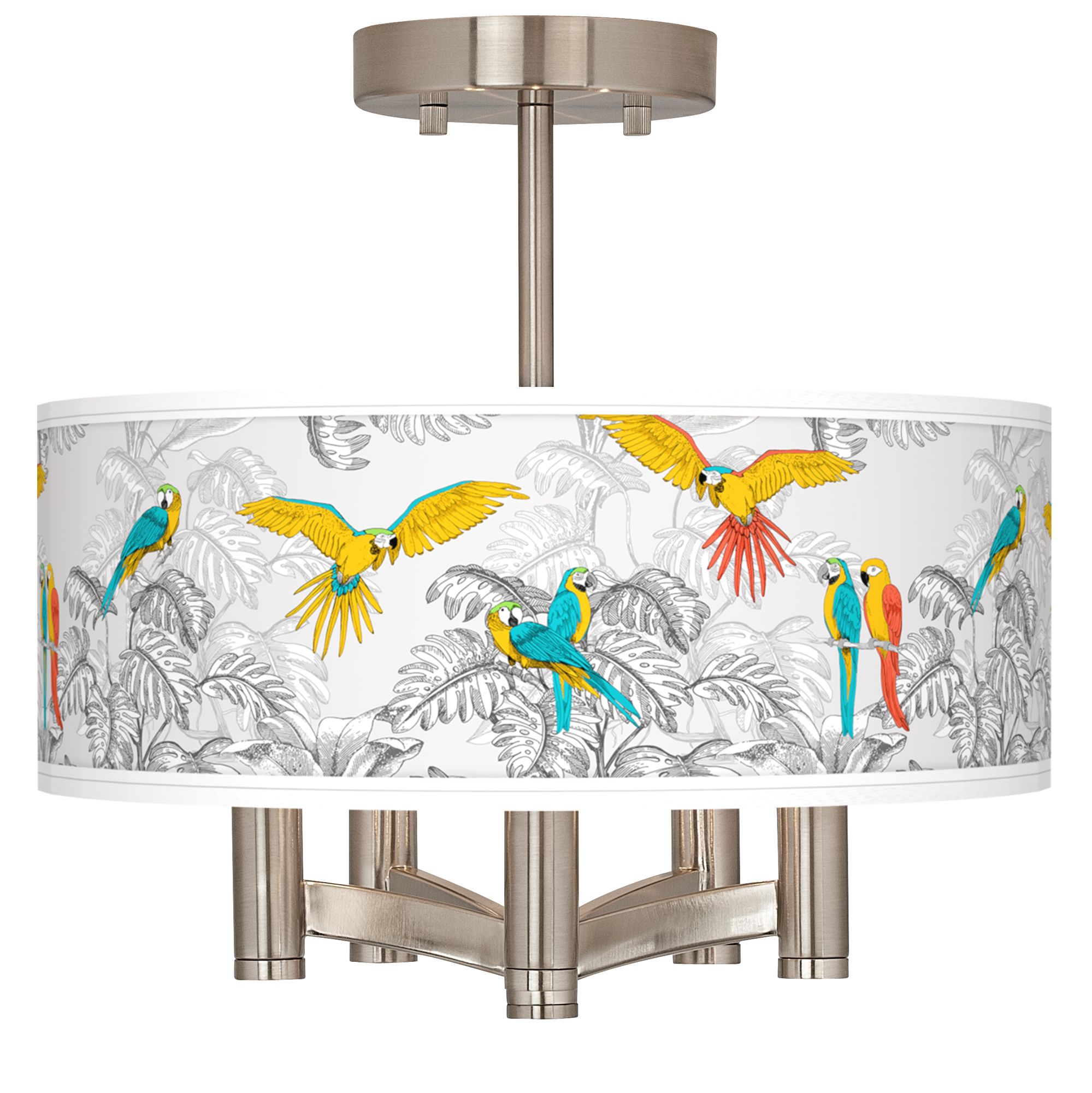 Macaw Jungle Ava 5Light Nickel Ceiling Light 30Y96 Lamps Plus