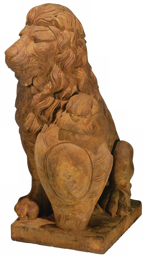 Henri Studio Lion Left Paw on Shield 35"H Garden Sculpture