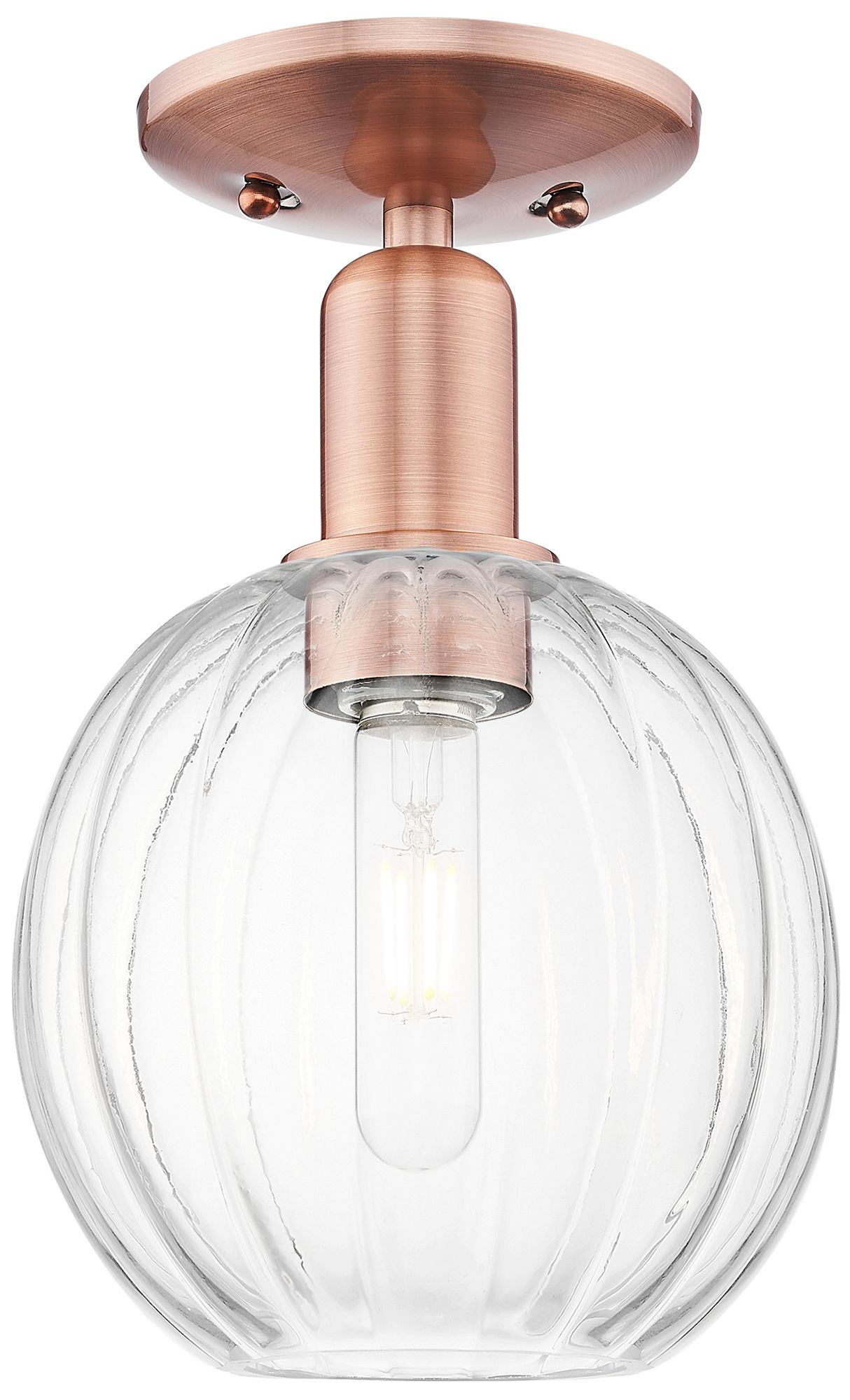 Innovations Lighting Preston 7" Wide Antique Copper Semi-flush Mount With Clear Globe Shade