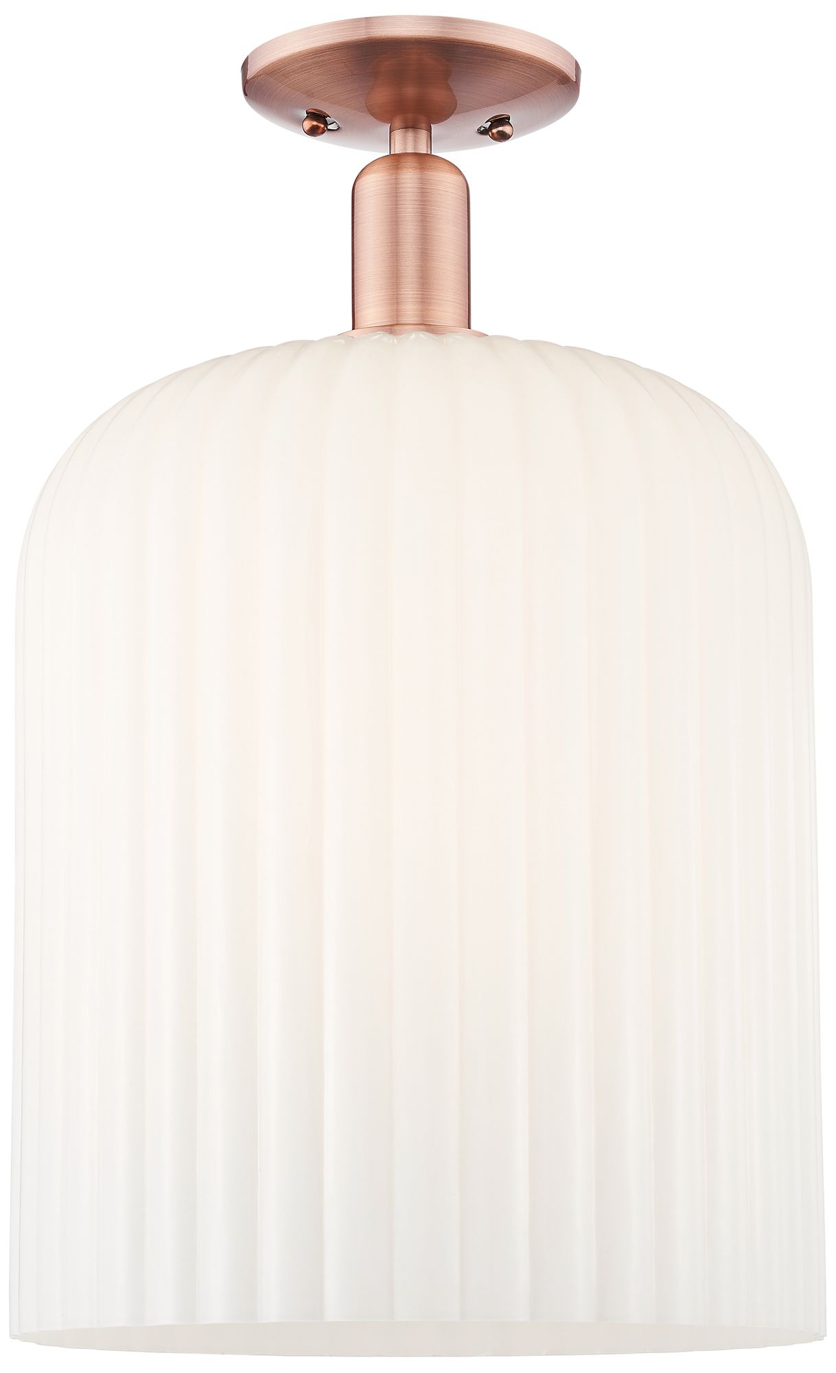 Innovations Lighting Bridal Veil 12"w Antique Copper Semi-flush Mount With Gloss White Shade