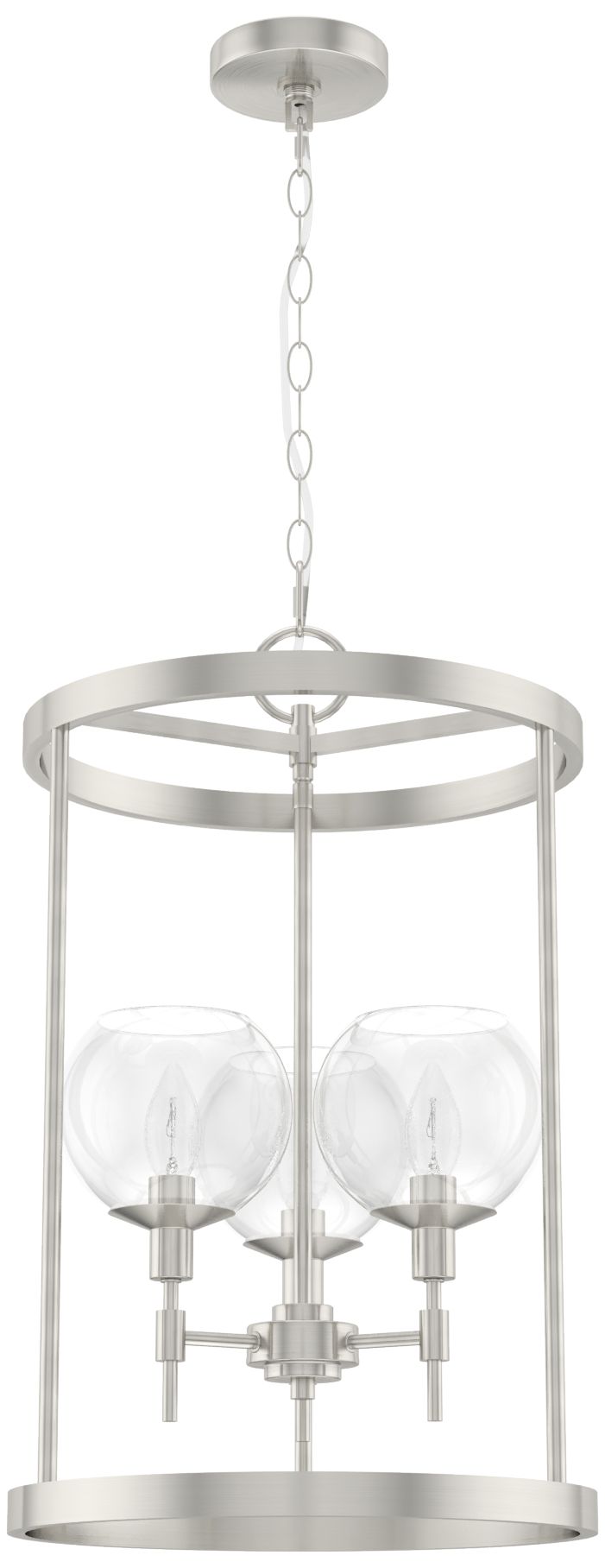 Hunter Xidane Brushed Nickel With Clear Glass 3 Light Pendant In Silver