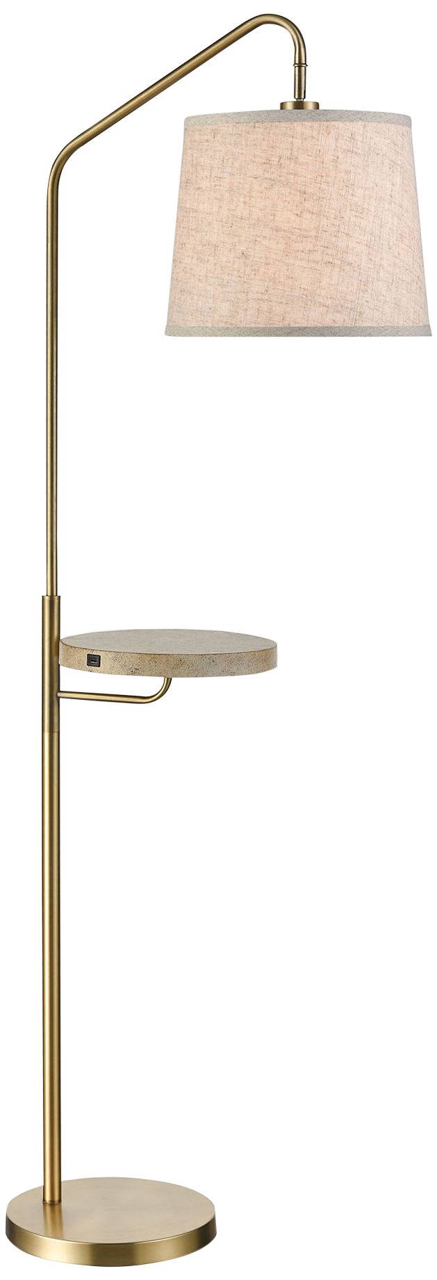 Regina Antique Brass Tray Table Floor Lamp with USB Port 315R0