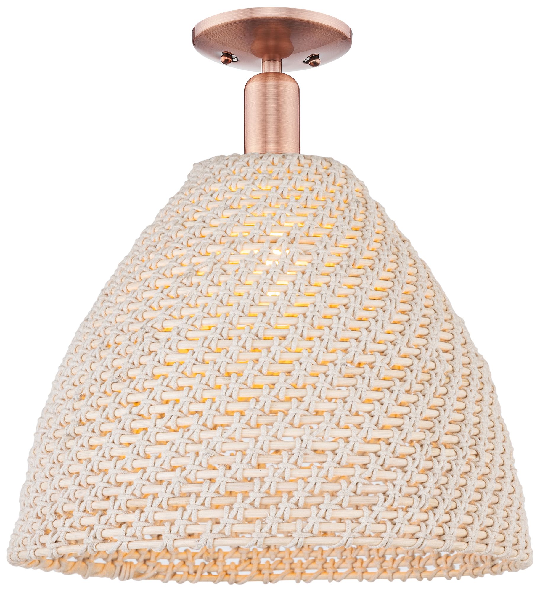 Innovations Lighting Natural Ballston Dome 16"w Copper Semi-flush With Fiber Shade