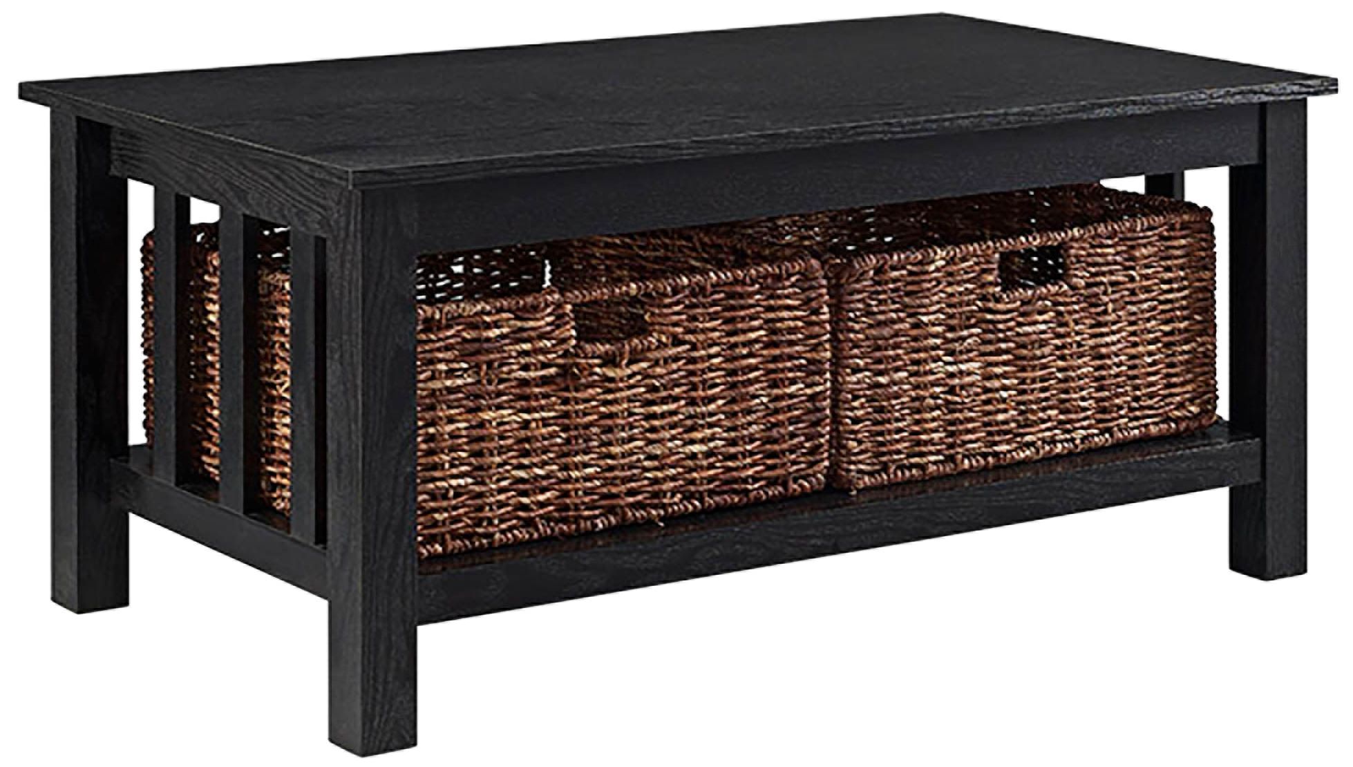 Mission 40" Wide Black Wood Storage Coffee Table