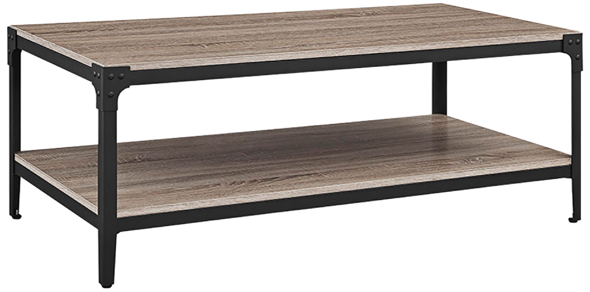 Angle Iron 48" Wide Gray Driftwood and Metal Coffee Table