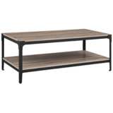Angle Iron 48&quot; Wide Gray Driftwood and Metal Coffee Table