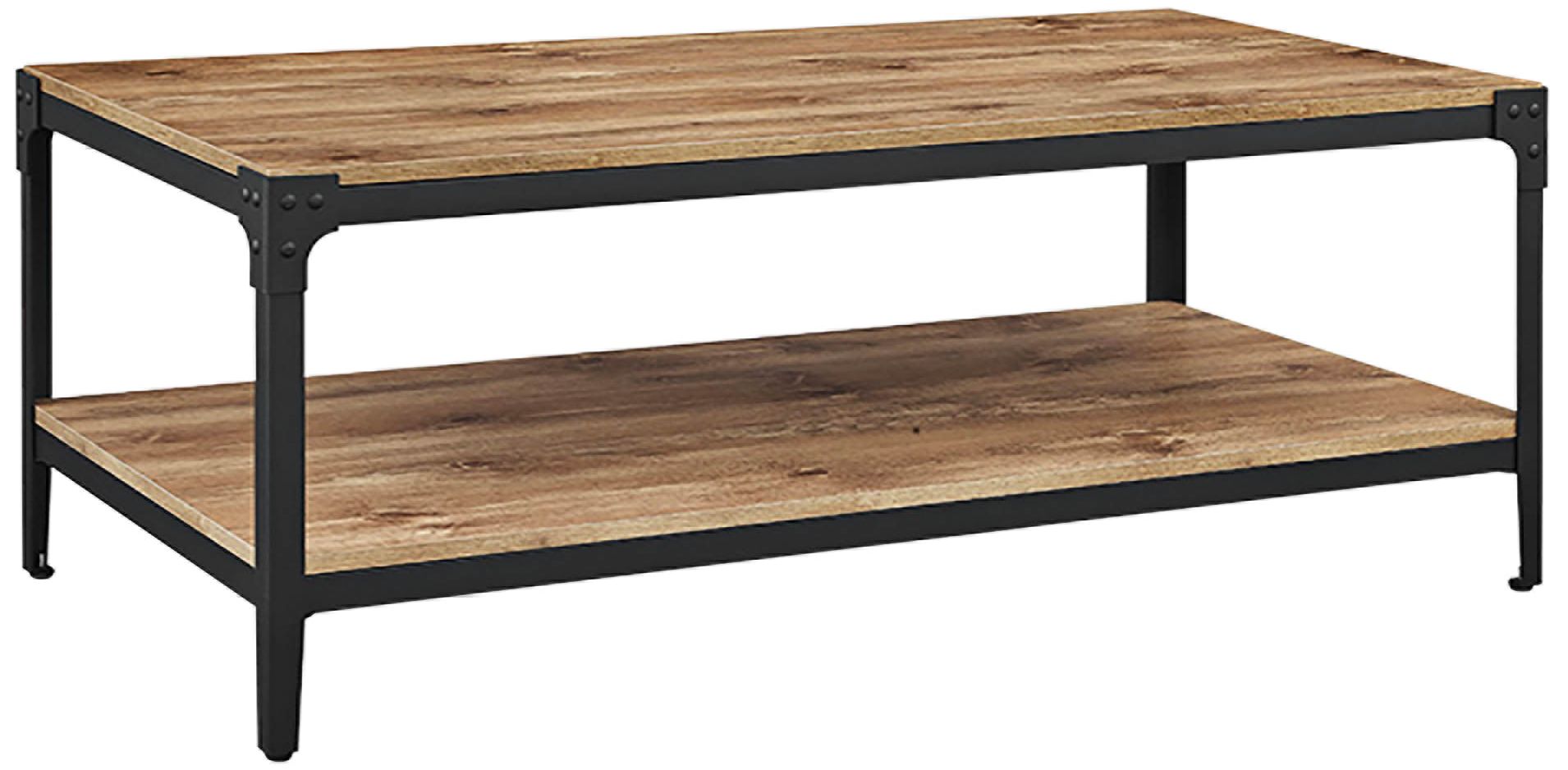 Angle Iron 48" Wide Brown Barnwood and Metal Coffee Table