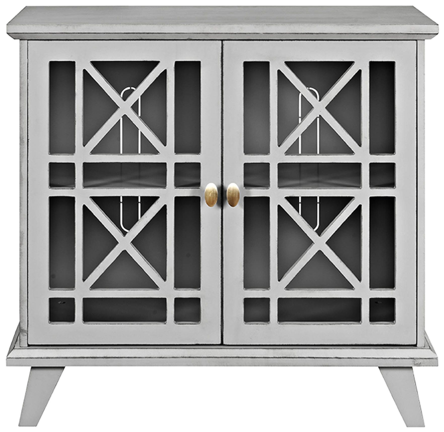 Gwen 32" Wide Fretwork Gray Wood 2-Door Accent Console