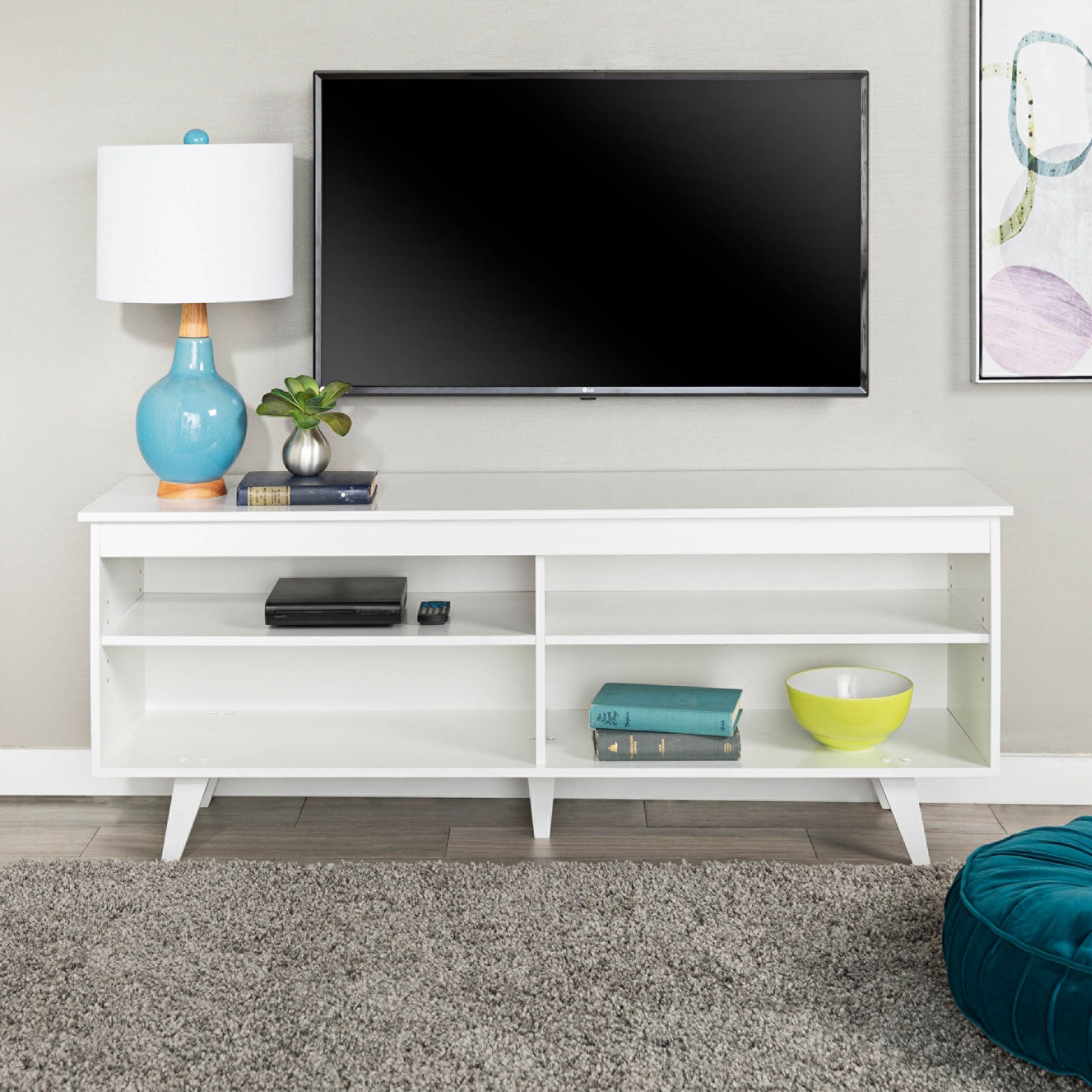 Jones 58" Wide White Wood Modern TV Media Console 31C41 Lamps Plus