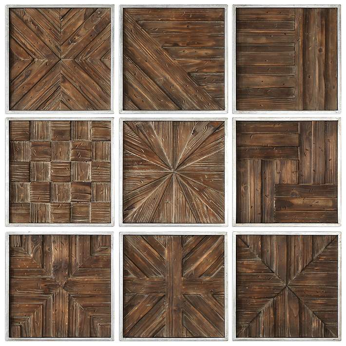 Uttermost Bryndle 12 1 2 Square 9 Piece Wood Wall Art Set