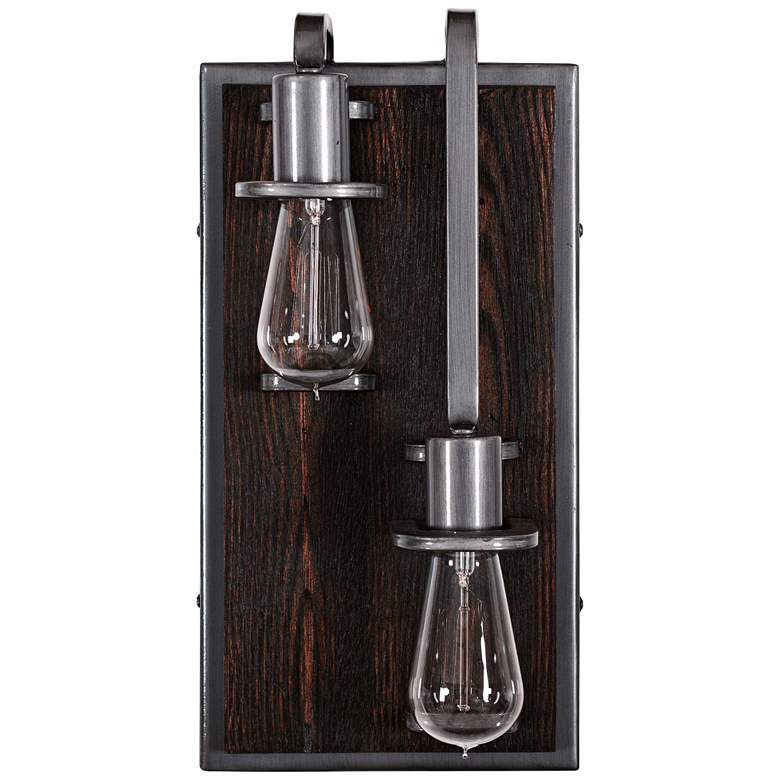 Image 1 Lofty 16" High Faux Zebrawood 2-Light Left Sided Wall Sconce