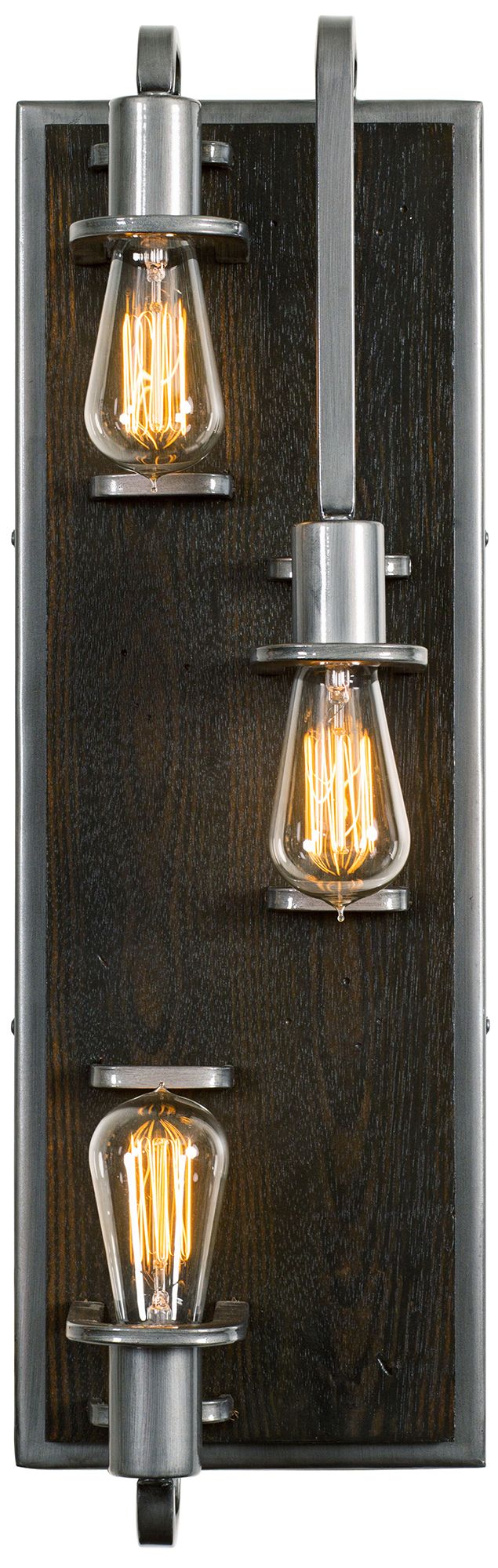 Lofty 23 1/2" High Steel and Faux Zebrawood 3-Light Wall Sconce