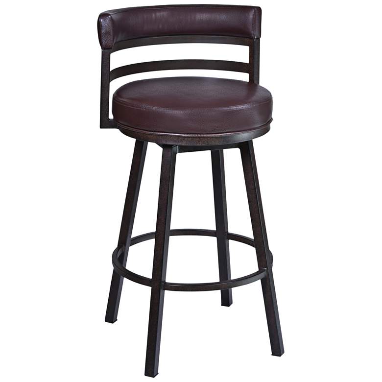 Image 3 Madrid 26 1/2" Ford Brown Faux Leather Swivel Counter Stool