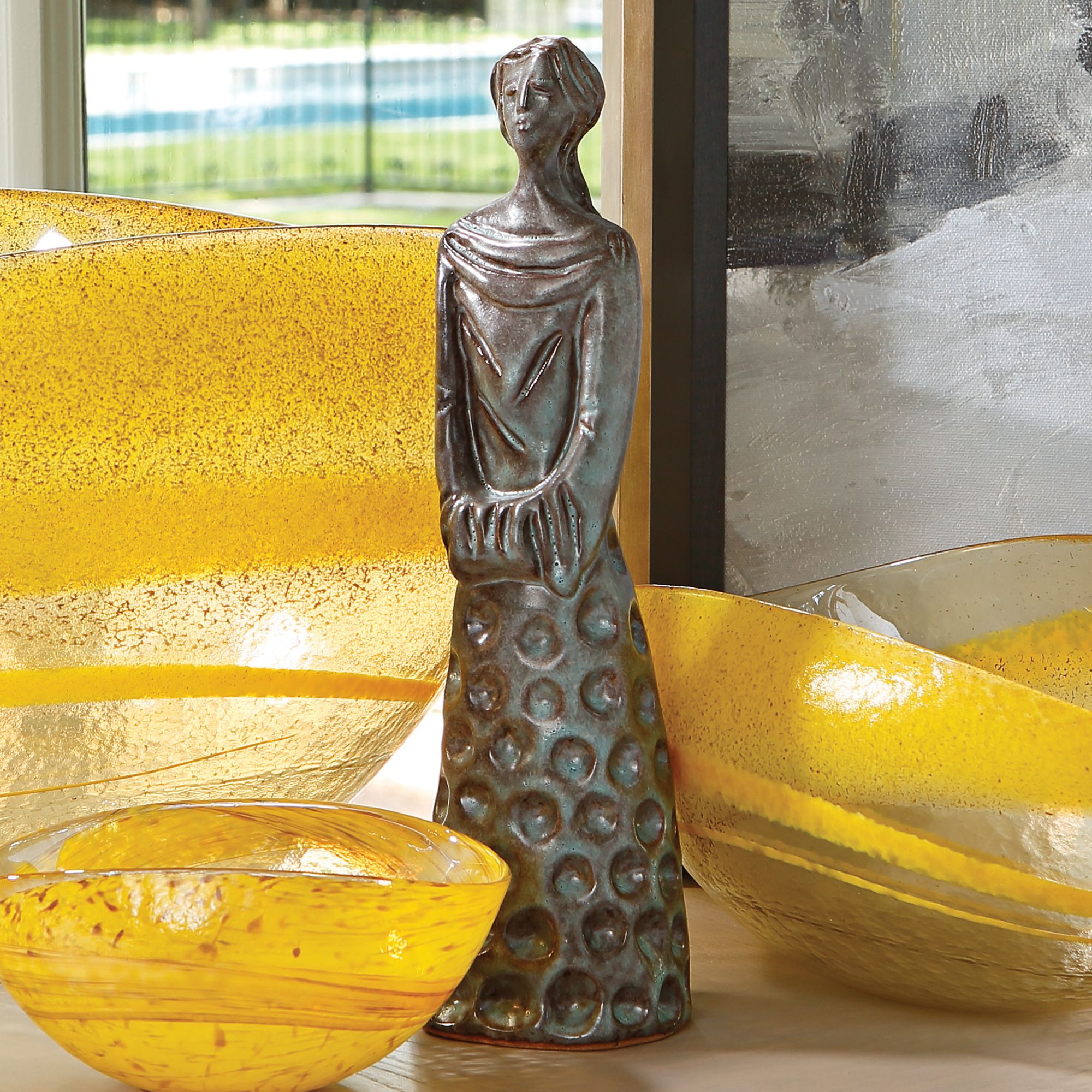 Cinderella 12" High Brown and Green Glaze Statue