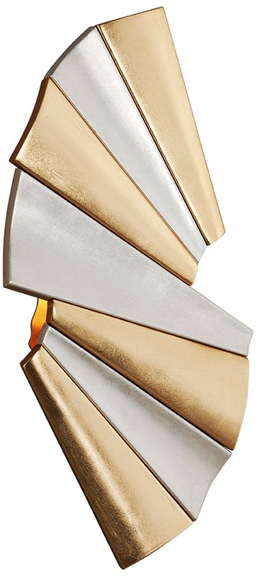 Taffeta 16 1/2" High Gold Leaf and Silver LED Wall Sconce