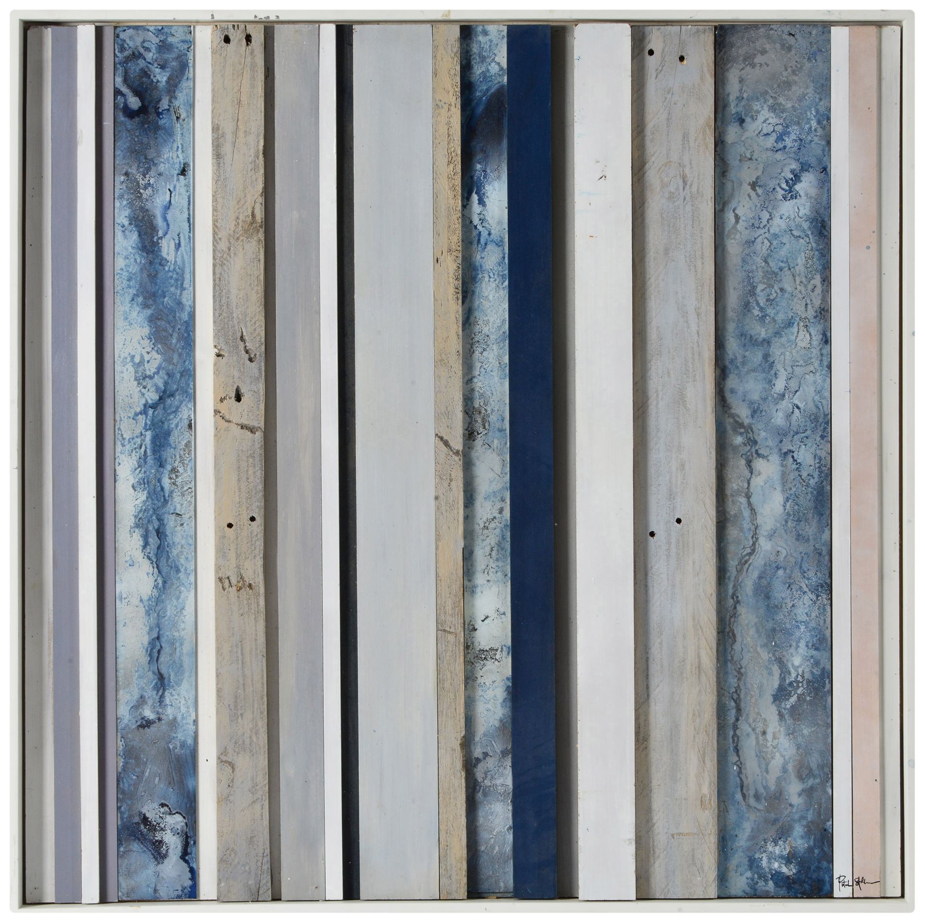Slatted Sky Multi-Color Matte 40" Square Wood Wall Art