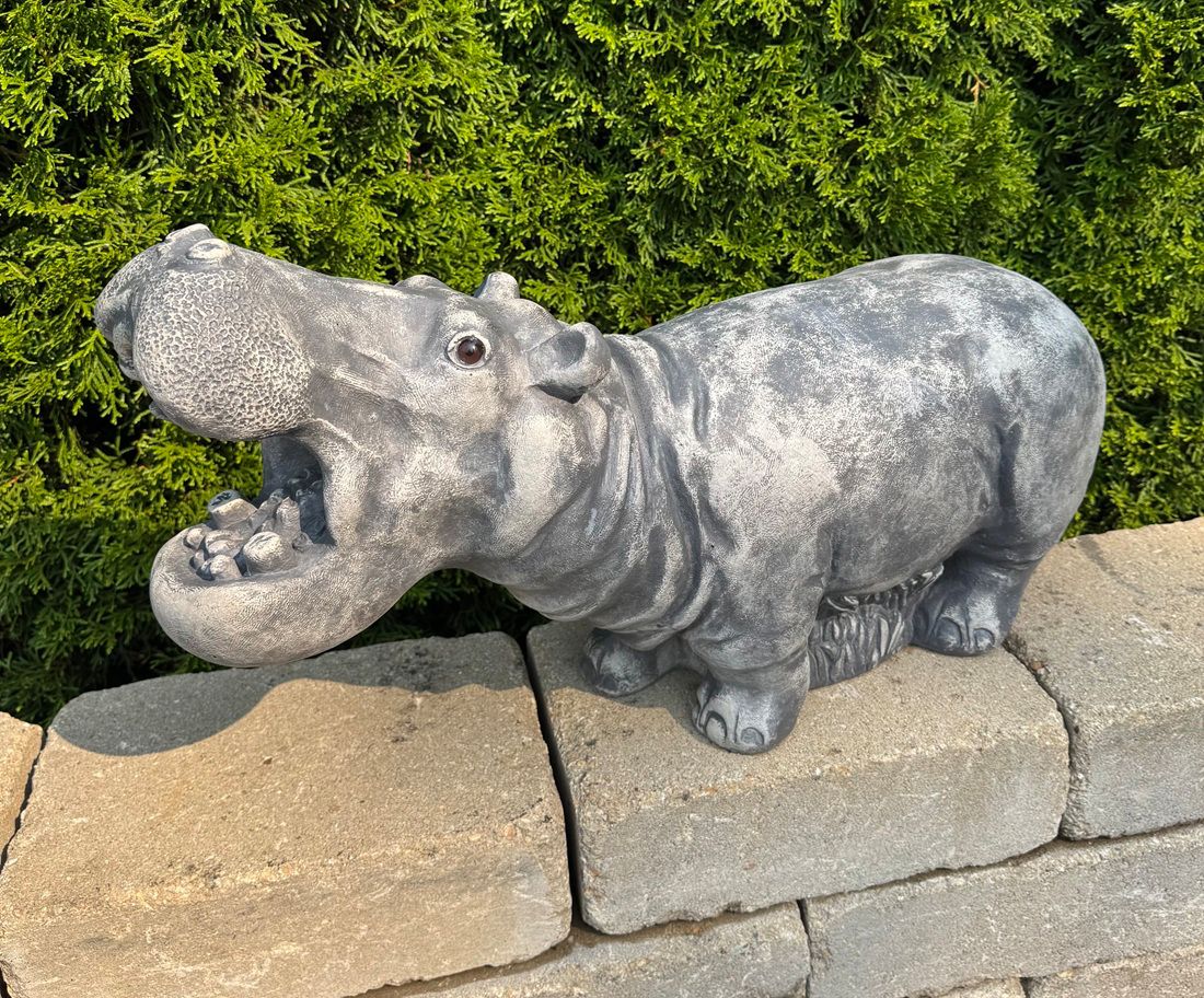 Henri Studio Hippopotamus 24" High Cast Stone Garden Accent