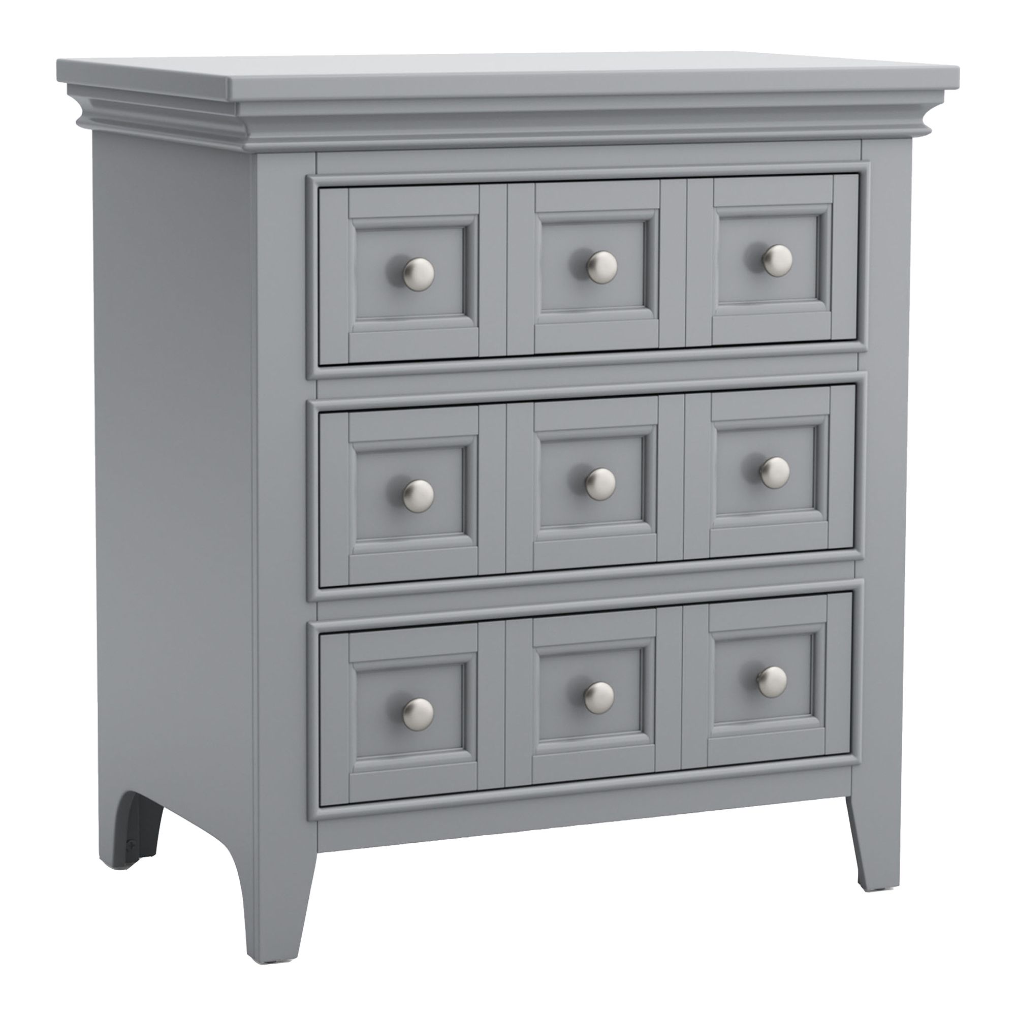 Ender 26" Wide Gray Wood 3-Drawer USB Port Nightstand
