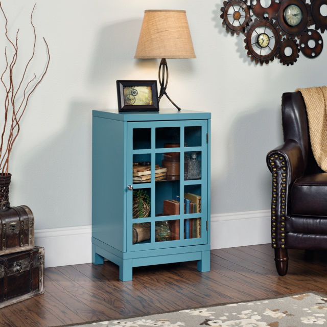 Carson Forge 18" Glass Door Wide Moody Blue Display Cabinet