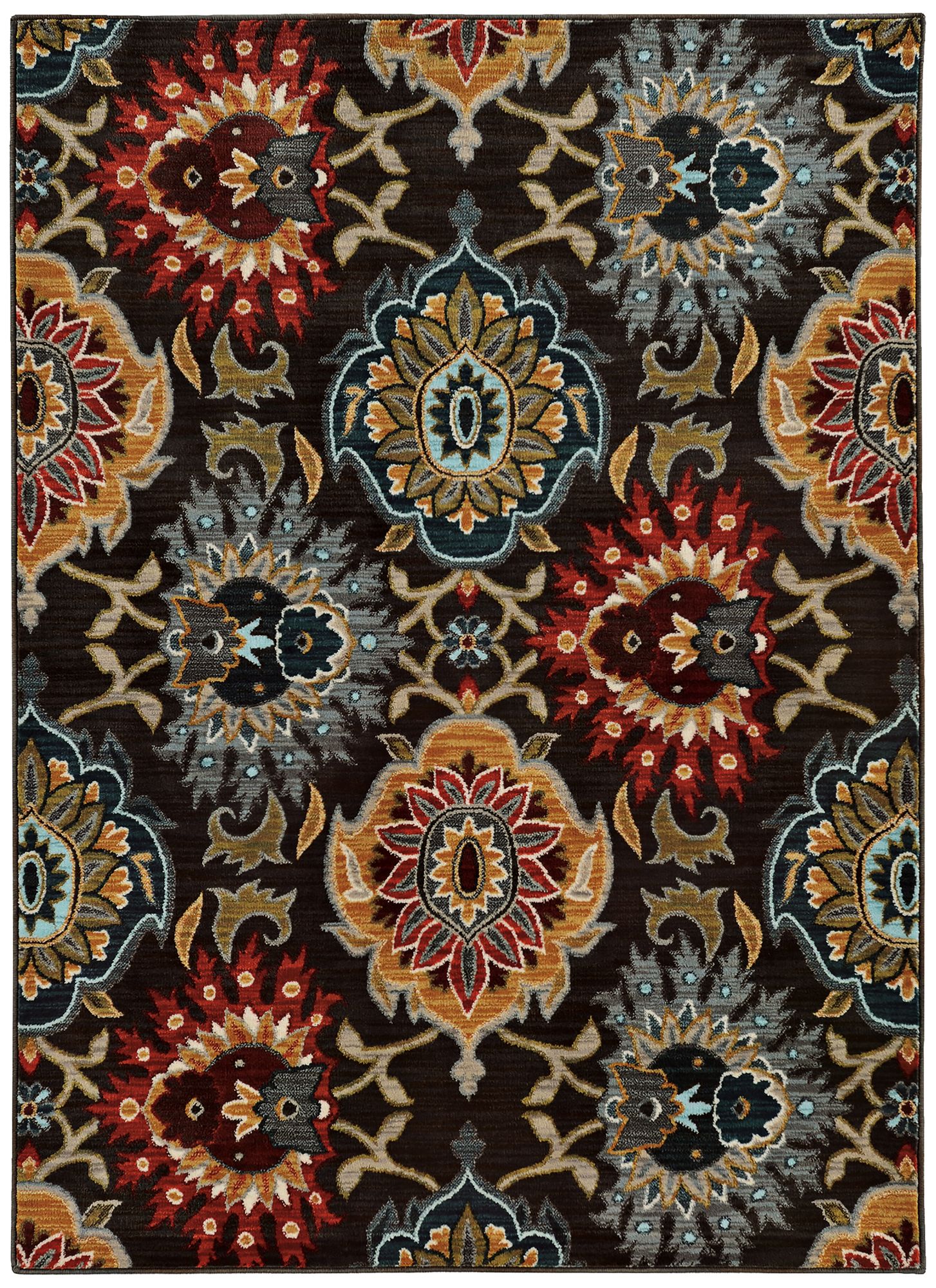 Sedona 6369D Multi-Color Gray Floral Area Rug 