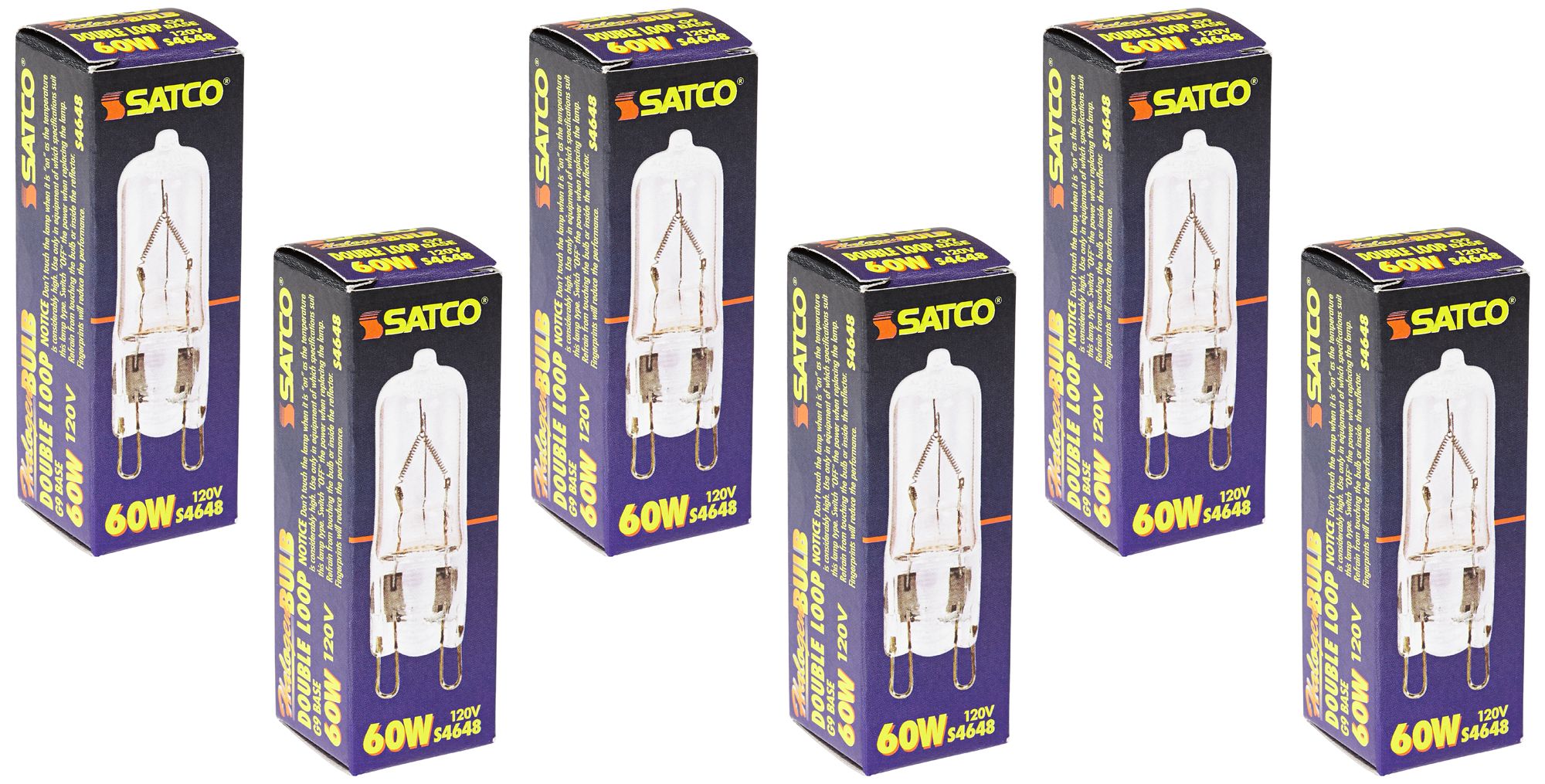 6-Pack Satco 60 Watt G9 120 Volt Clear Halogen Light Bulbs