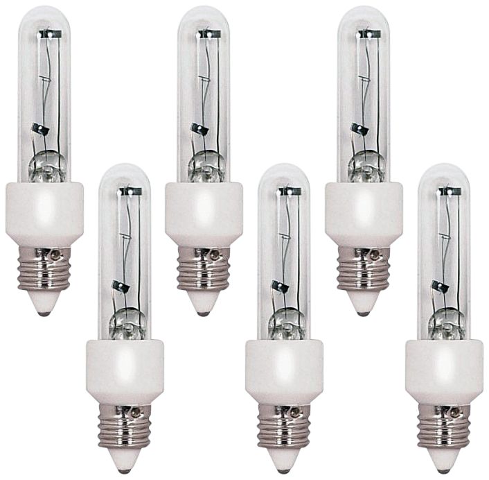 6-Pack 100 Watt Halogen T4 Mini-Candelabra Light Bulbs