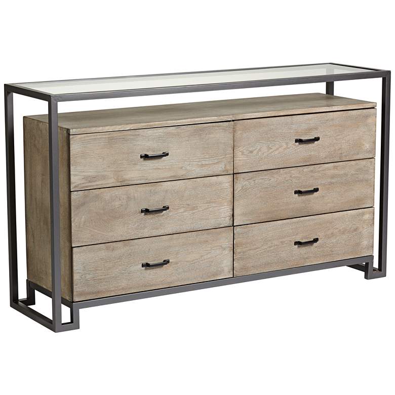 Liev 59&quot; Wide Wood and Metal 6-Drawer Modern Buffet Cabinet