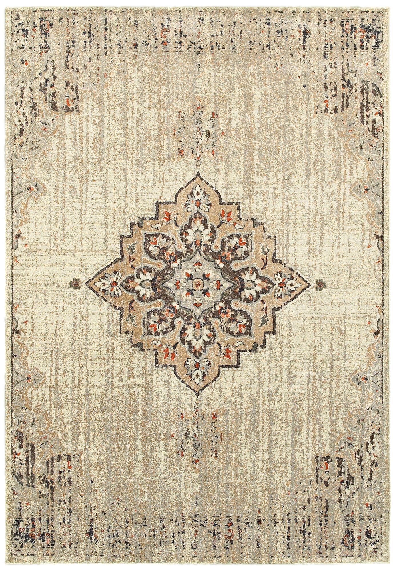 Pasha 072J2 Ivory and Brown Area Rug 