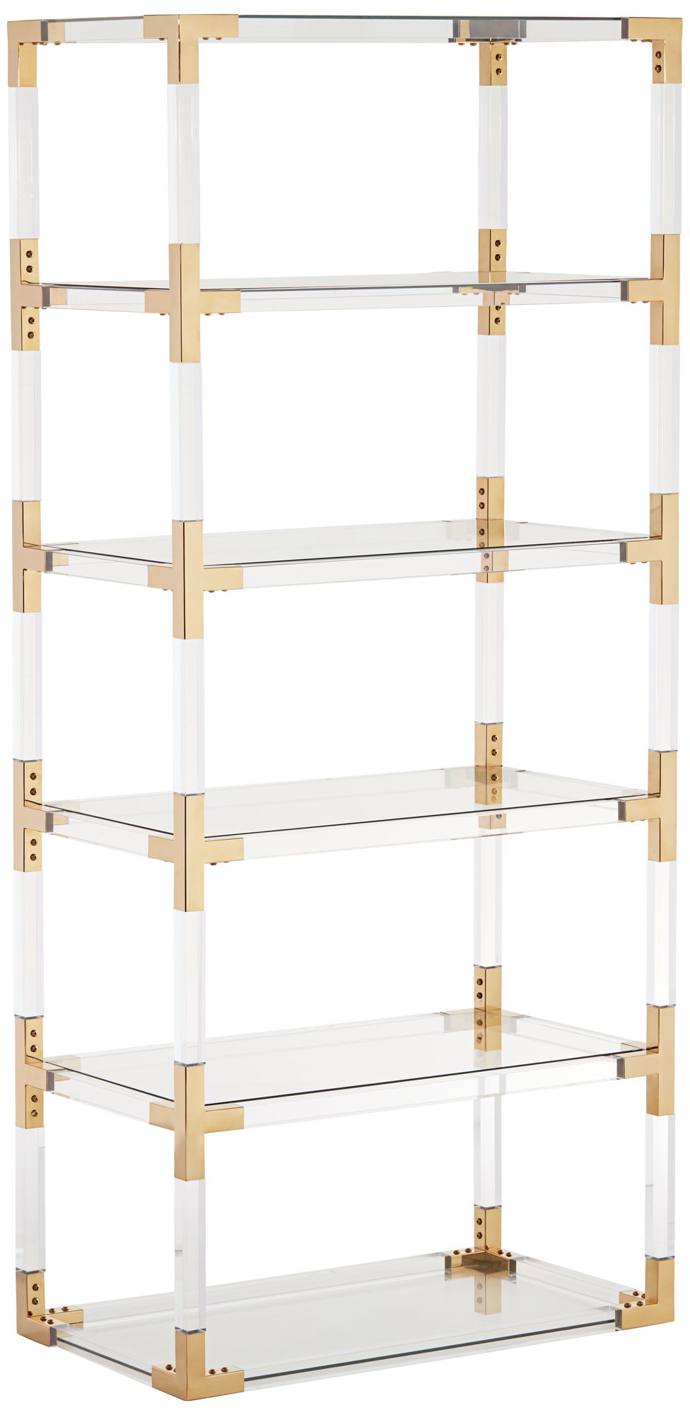 Hanna Clear Acrylic and Gold 6-Shelf Open Bookcase ...