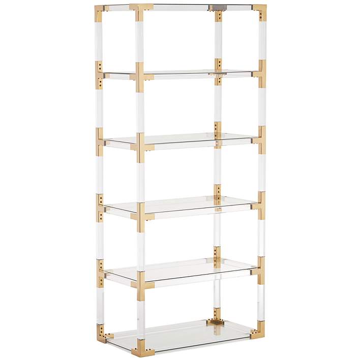 Hanna 70 3 4 Clear Acrylic And Gold 6, Acrylic Wall Bookshelf Bookcase