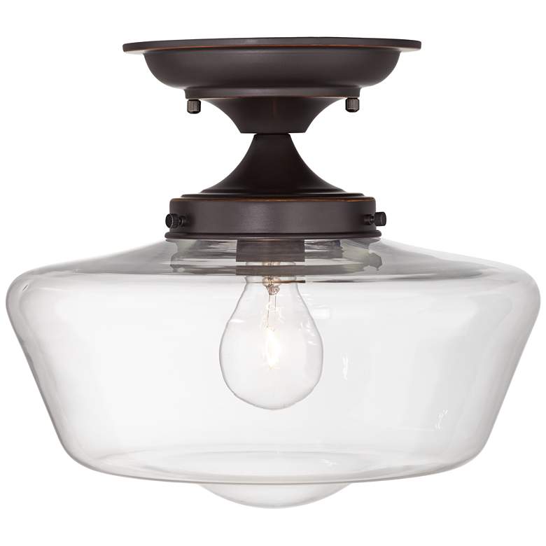 Image 2 Schoolhouse Floating 12"W Bronze Clear Glass Ceiling Light