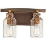Morrow 9 1/4&quot; High Bronze and Gold 2-Light Wall Sconce