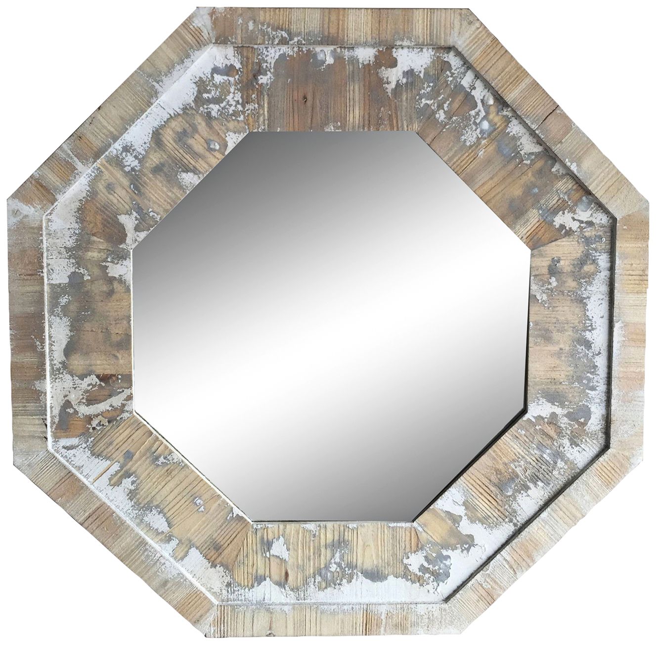 Hatfield Rustic White 35 3/4" x Octagon Wall Mirror