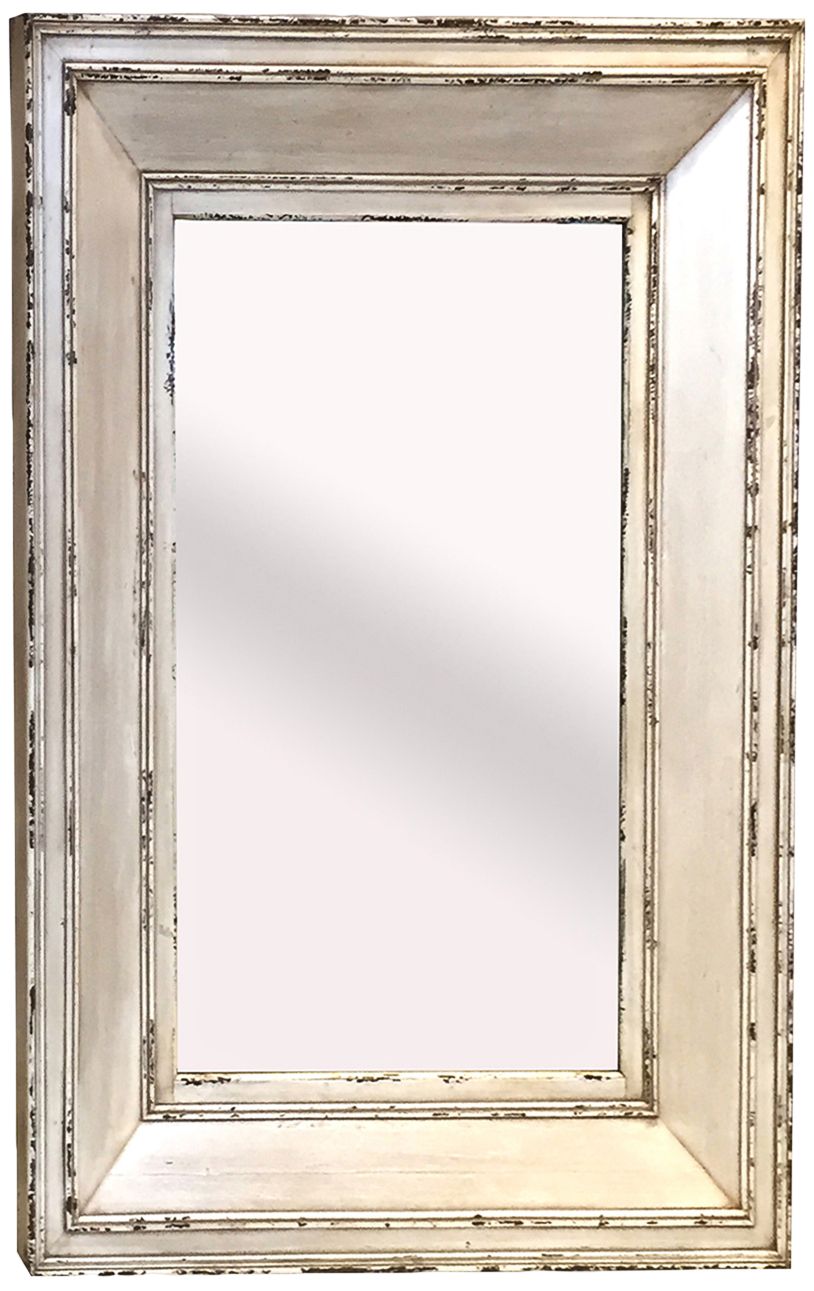 Farm House III Antiqued White 35 1/4" x 47 Wall Mirror 