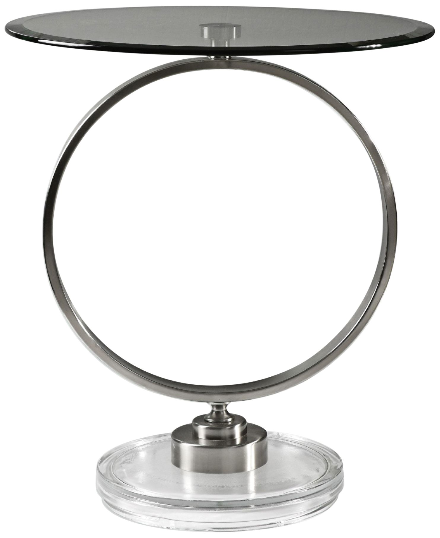 Dixon 23 3/4" Wide Nickel and Clear Glass Top Accent Table