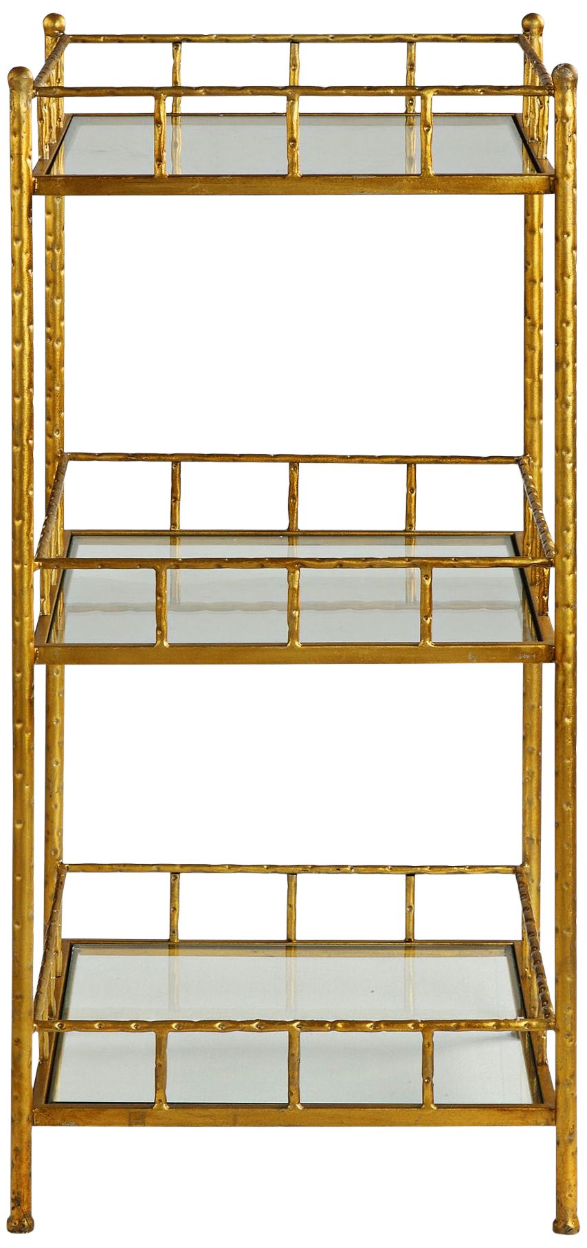 Tilly 35 3/4" High 3-Tier Gold Leaf and Glass Accent Shelf