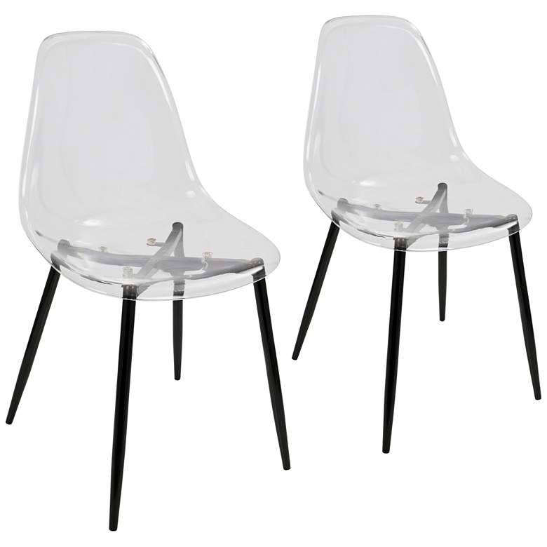 Clara Clear and Black Dining Chair Set of 2