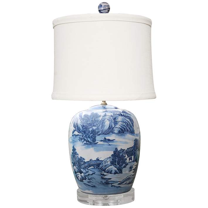 Montoya Blue And White Porcelain Table, Large White Porcelain Table Lamp