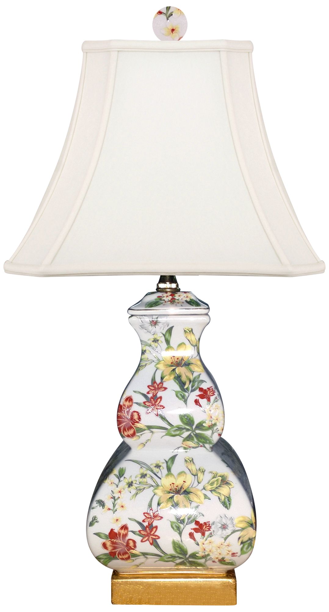 Devin Multi-Color Porcelain Square Gourd Accent Table Lamp