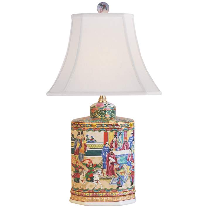 Rose Medallion Multi Color Porcelain, Multi Colored Table Lamps