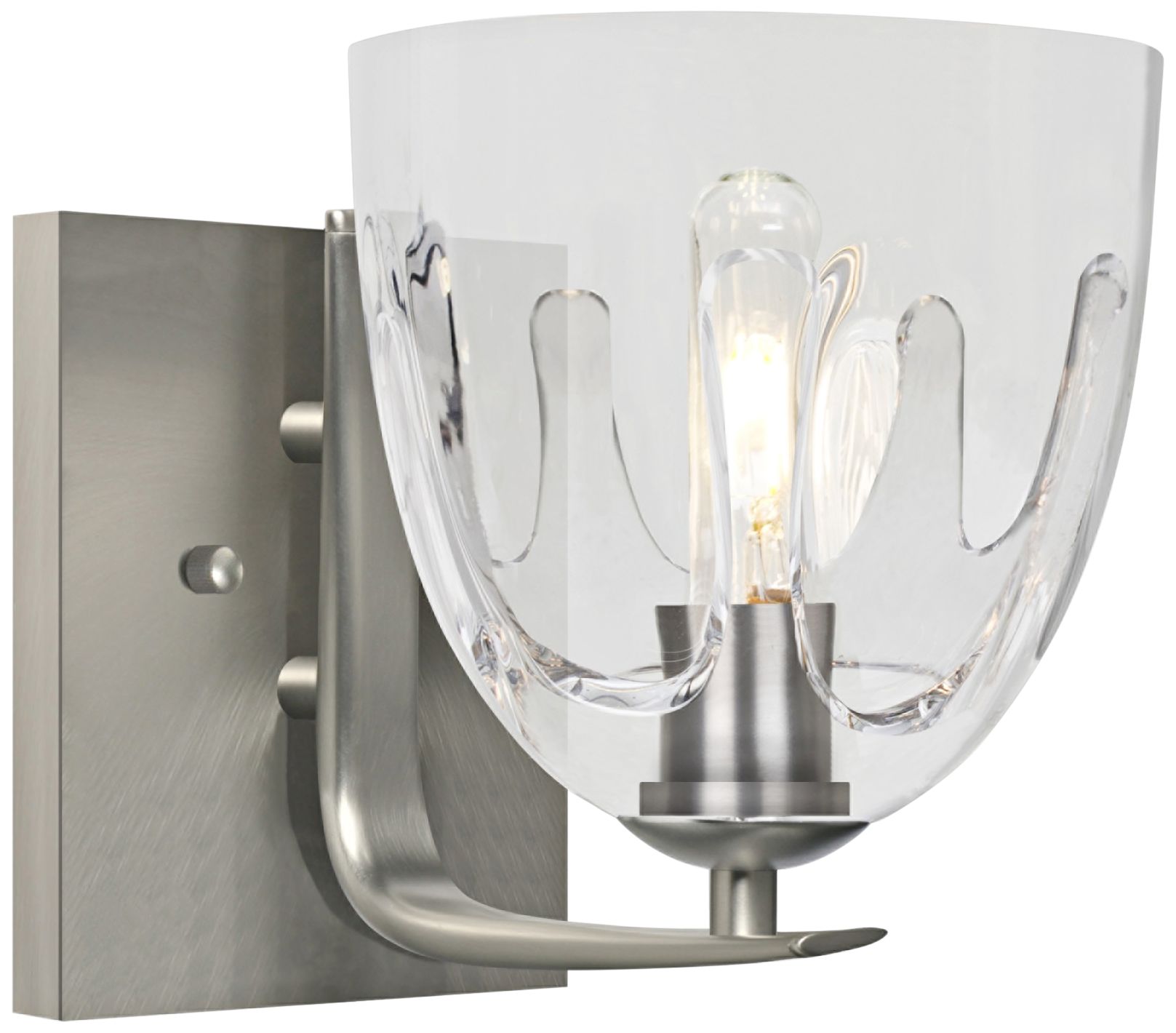 Besa Phantom 9" High Satin Nickel and Clear Glass Wall Sconce