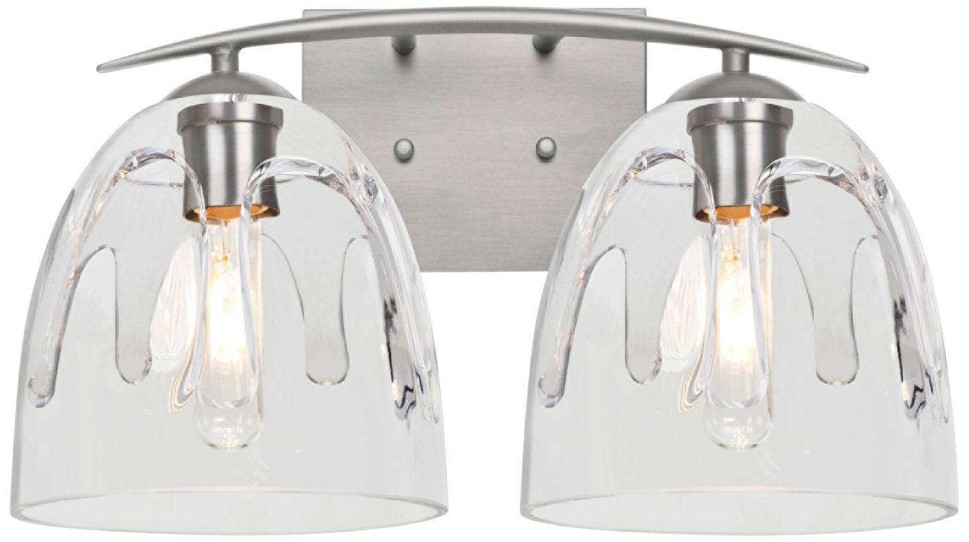 Besa Phantom 9" High Satin Nickel and Clear 2-Light Wall Sconce