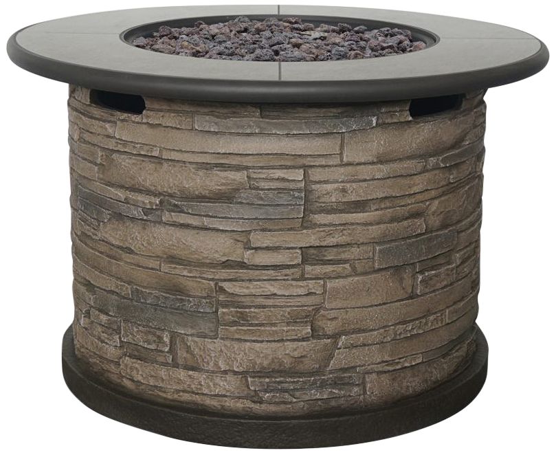 Newcastle 36" Round Envirostone Propane Gas Fire Table 335D0 Lamps