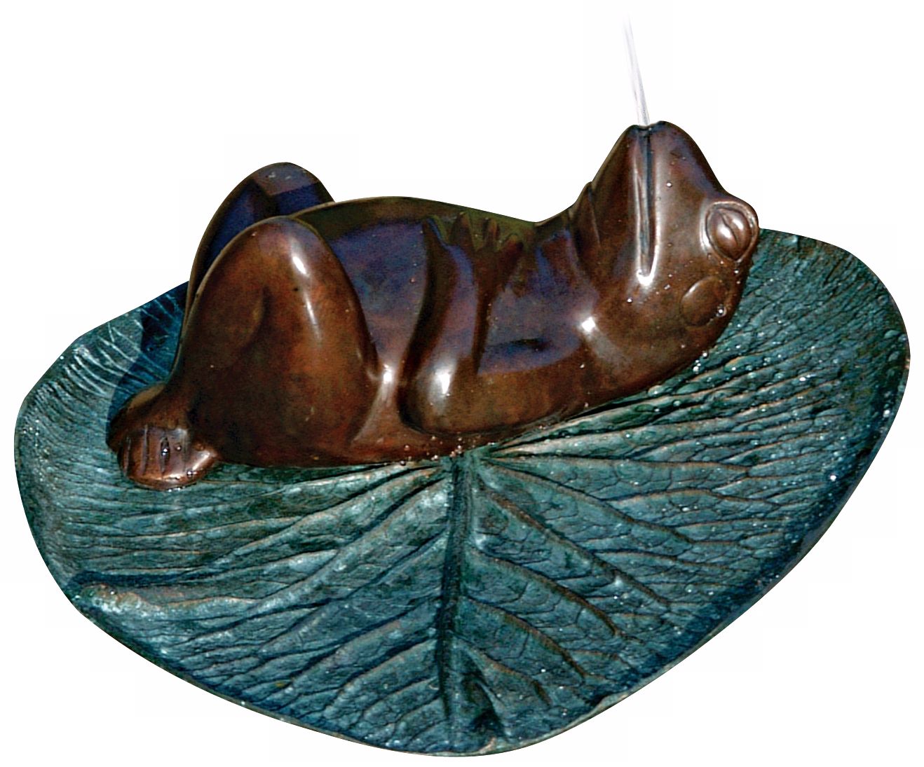 Darn Frog 14" HIgh Cast Brass Water Spitter Pond Fountain