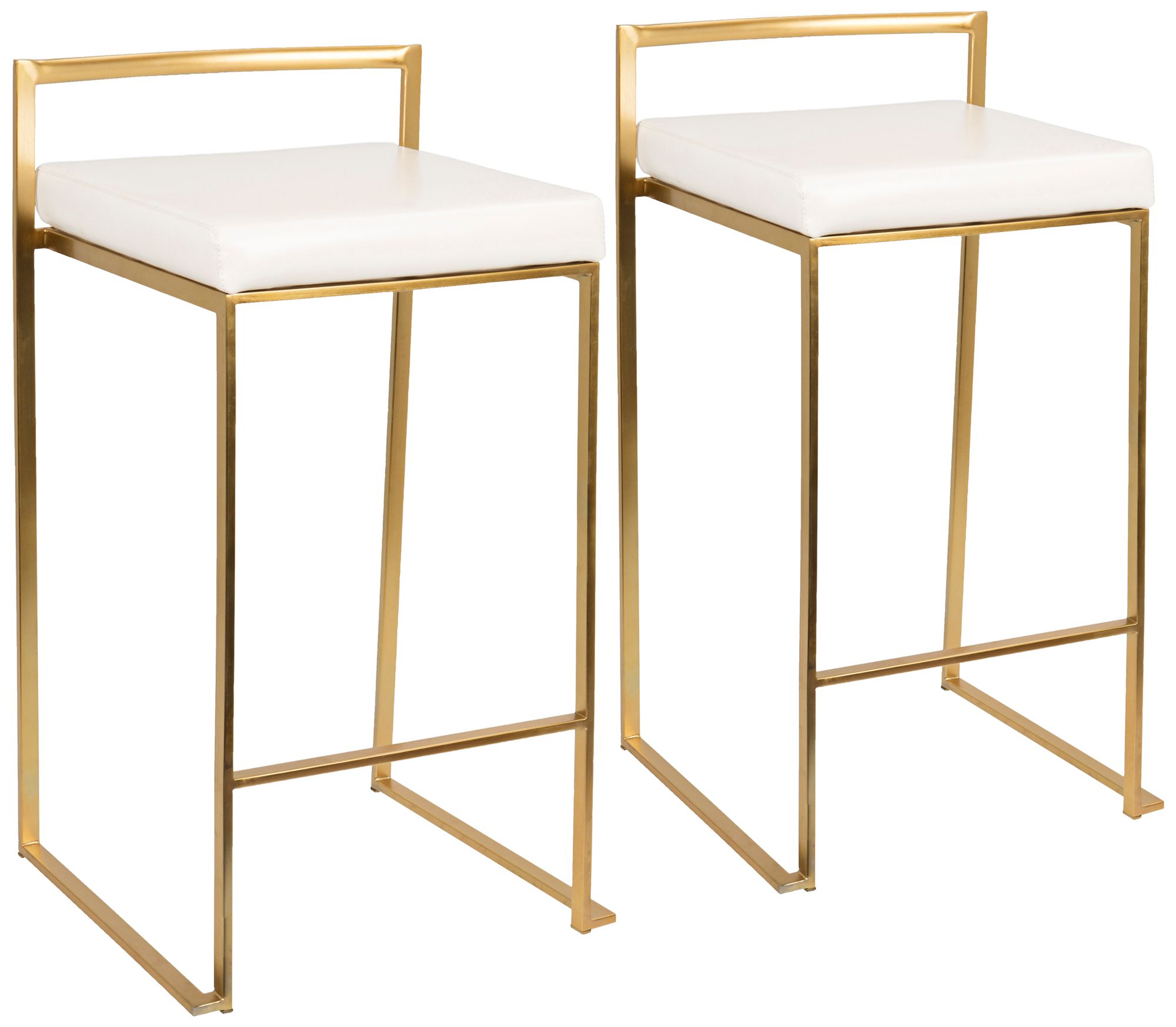 Fuji 27" White Faux Leather Counter Stool Set of 2