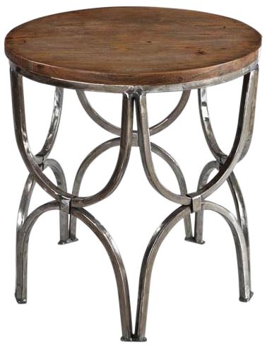 Bengal Manor 23" Wide Natural Wood and Metal Round End Table